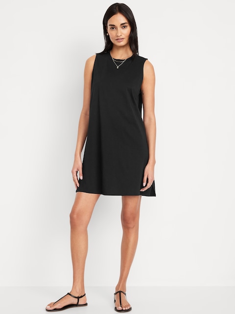 Vintage Sleeveless Mini T-Shirt Dress - Black Jack