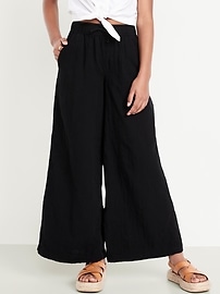 Image number 1 showing, Loose Printed High-Waisted Double-Weave Wide-Leg Pants for Girls