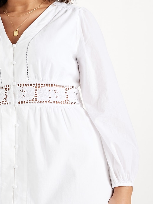 Image number 3 showing, Waist-Defined Cutwork Mini Dress