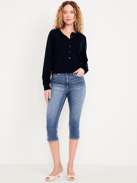 High-Waisted Rockstar Slim Capri Jeans - Medium Wash