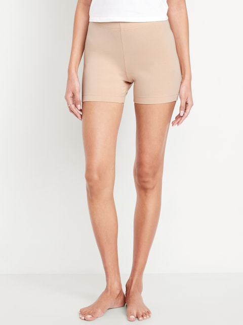 High-Waisted Biker Shorts -- 4-inch inseam - Frappe
