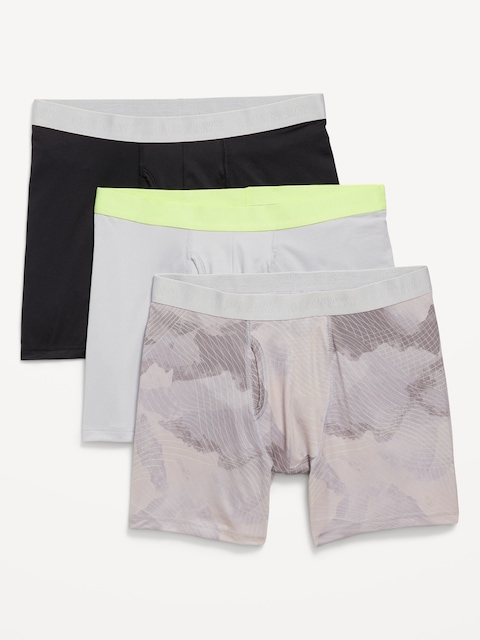 Go-Dry Cool Performance Boxer-Brief Underwear 3-Pack -- 5-inch inseam - Stormy Gray Sky