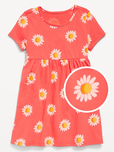 Printed Jersey-Knit Short-Sleeve Dress for Toddler Girls