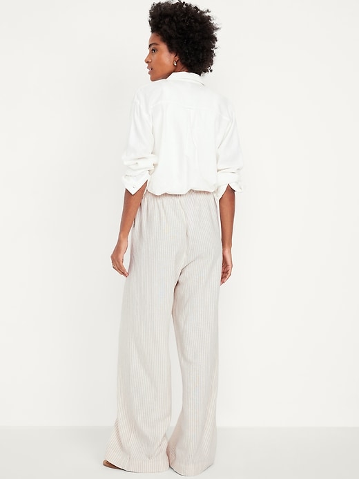 Image number 3 showing, High-Waisted Linen-Blend Super Wide-Leg Pants