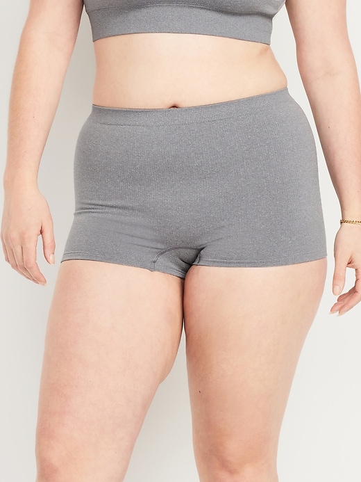 Image number 3 showing, Mid-Rise Seamless Ribbed Boyshort Underwear