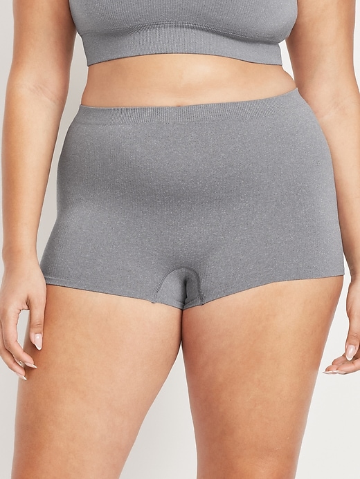 Image number 5 showing, Mid-Rise Seamless Ribbed Boyshort Underwear