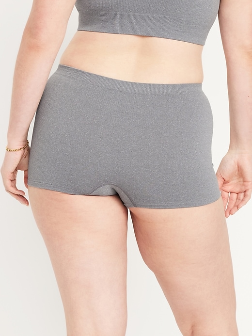 Image number 4 showing, Mid-Rise Seamless Ribbed Boyshort Underwear