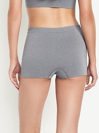 Image number 2 showing, Mid-Rise Seamless Ribbed Boyshort Underwear