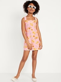 Image number 1 showing, Printed Sleeveless Linen-Blend Shift Dress for Girls