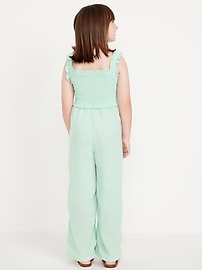 Image number 2 showing, Sleeveless Smocked Ruffle-Trim Jumpsuit for Girls