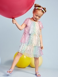 Image number 1 showing, Birthday Short-Sleeve Tulle Tiered Dress for Toddler Girls