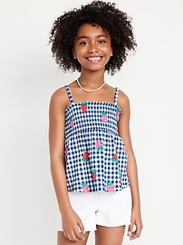 Image number 1 showing, Printed Smocked Jacquard-Knit Cami Top for Girls