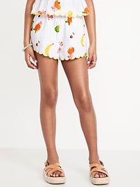Image number 1 showing, Printed Double-Weave Scallop-Trim Shorts for Girls