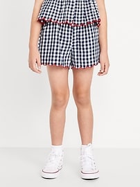 Image number 1 showing, Printed Double-Weave Scallop-Trim Shorts for Girls