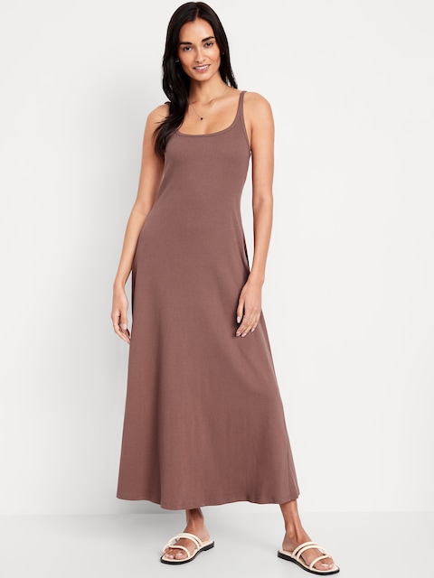 Sleeveless Ribbed Maxi Dress - Warm Taupe