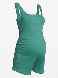 Image number 2 showing, Maternity Pointelle Henley Pajama Romper
