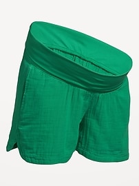 Image number 2 showing, Maternity Foldover-Waist Pull-On Shorts -- 4-inch inseam