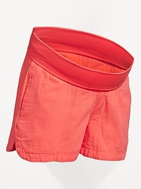 Image number 2 showing, Maternity Foldover-Waist Pull-On Shorts -- 4-inch inseam