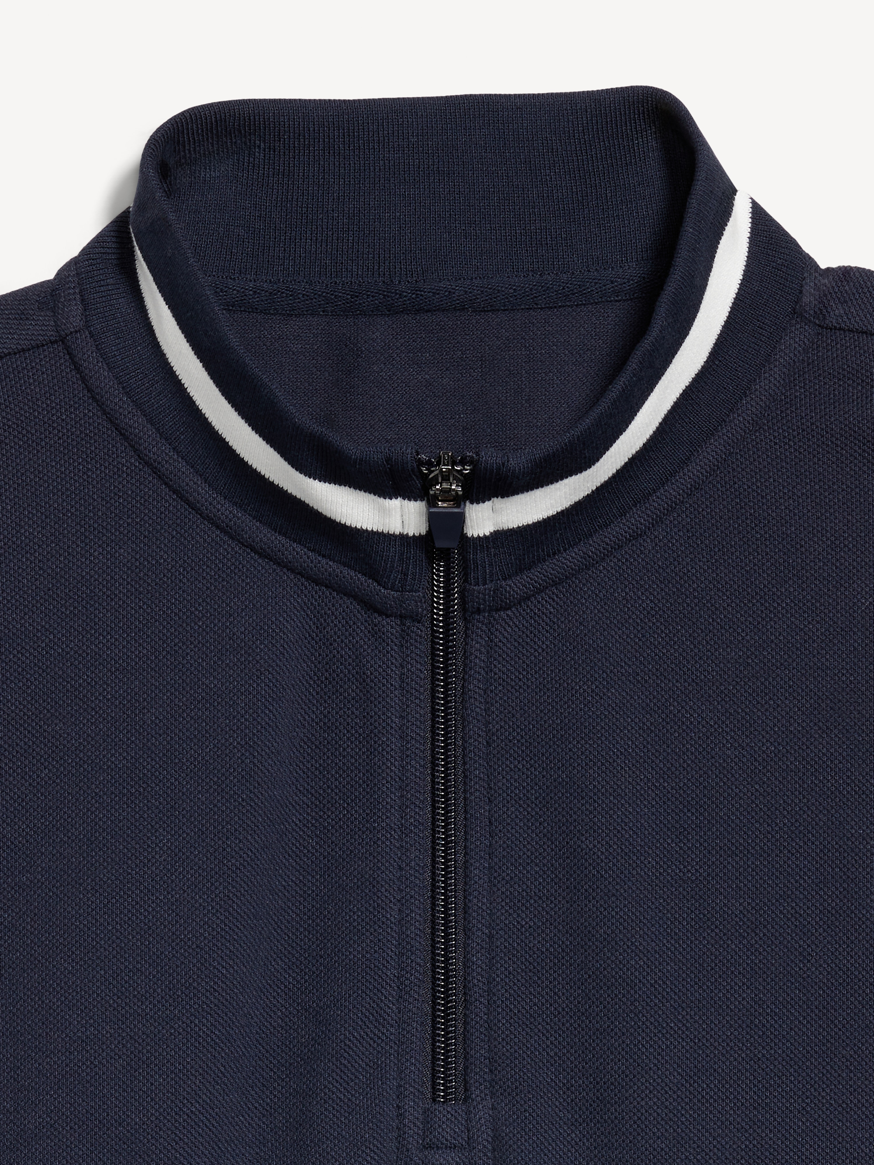 Mock-Neck Pique Quarter Zip | Old Navy