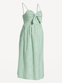 Image number 2 showing, Maternity Knot-Front Fit & Flare Seersucker Dress