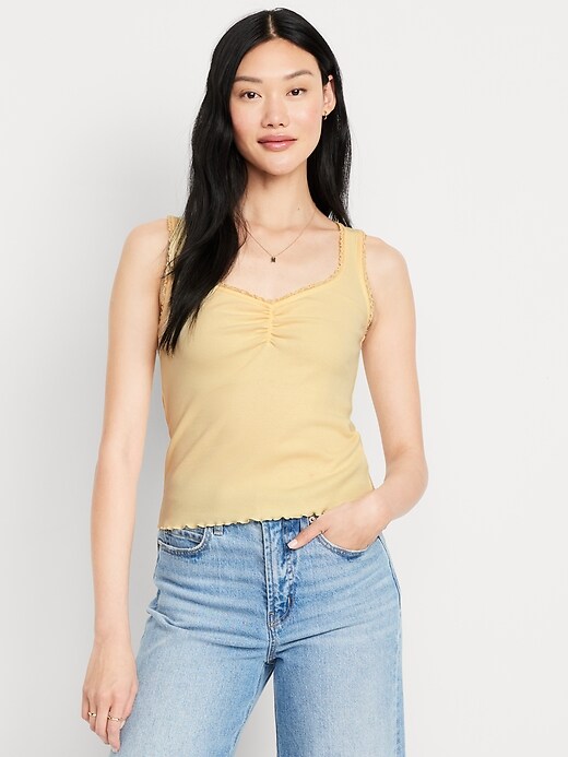 Ribbed Cinched-Front Tank Top