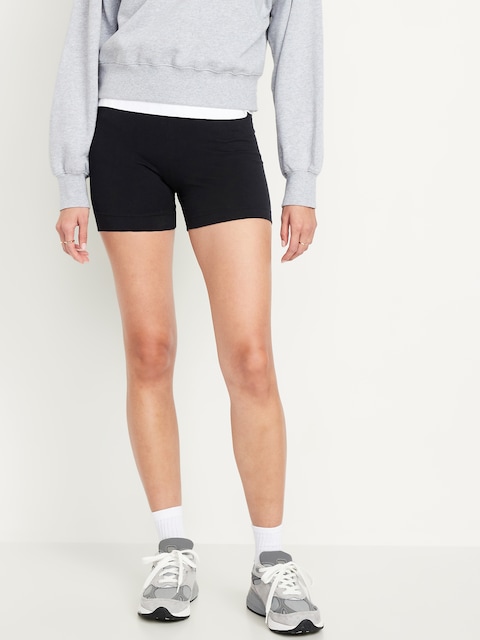High-Waisted Biker Shorts -- 4-inch inseam - Black Jack