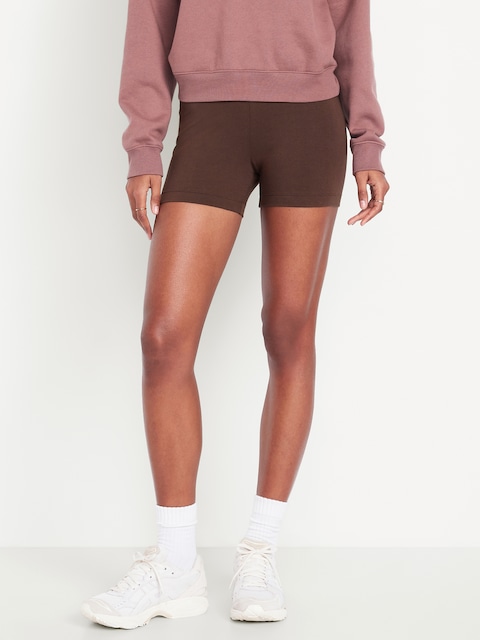 High-Waisted Biker Shorts -- 4-inch inseam - French Roast