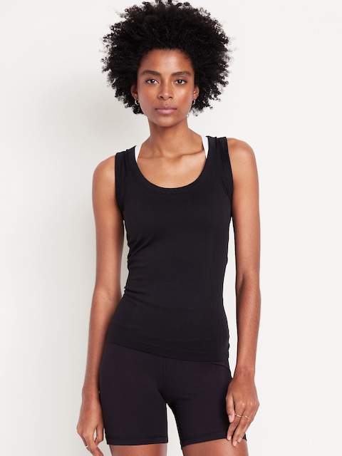 Fluid Seamless Fitted Tank Top - Black Jack