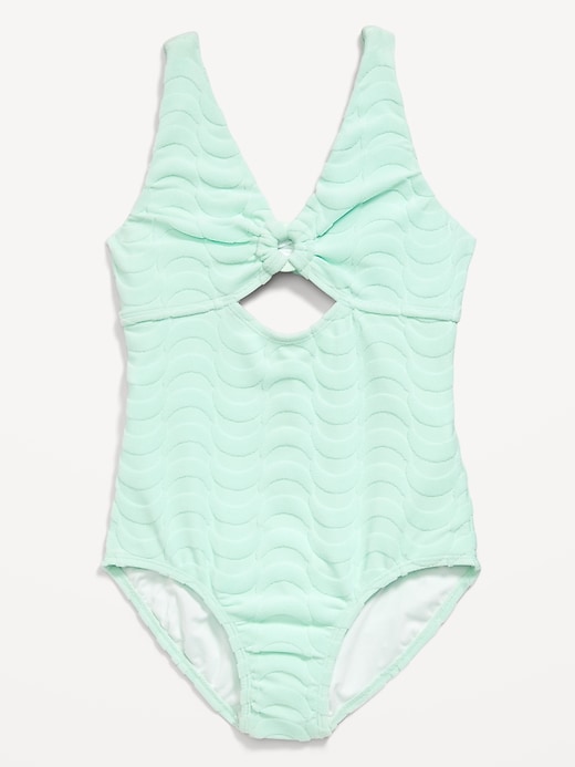Image number 1 showing, Textured Cutout One-Piece Swimsuit for Girls