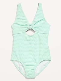 Image number 1 showing, Textured Cutout One-Piece Swimsuit for Girls