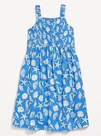 Image number 1 showing, Fit & Flare Sleeveless Smocked Dress for Girls
