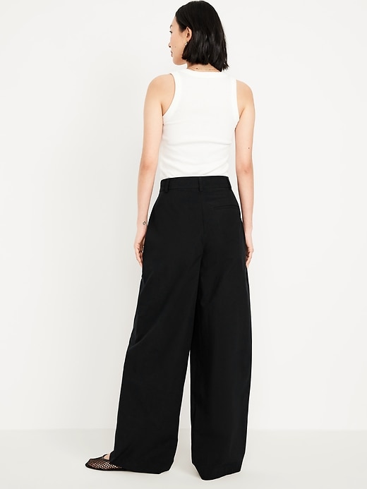 Image number 3 showing, Extra High-Waisted Poplin Taylor Wide-Leg Trouser Pants