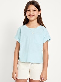 Image number 1 showing, Short-Sleeve Slub-Knit Pocket T-Shirt for Girls