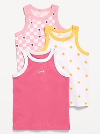 Image number 1 showing, Printed Fitted Tank Top 3-Pack for Girls