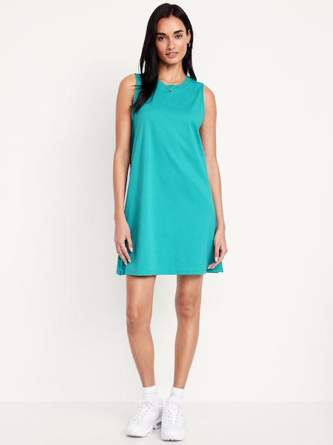 Vintage Sleeveless Mini T-Shirt Dress - Blue Wing Teal