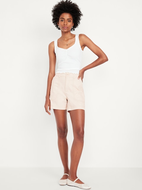 High-Waisted OGC Chino Shorts -- 5-inch inseam - Silvery Silver