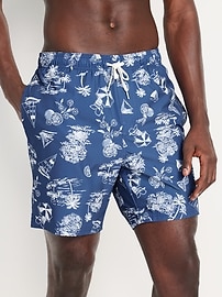 Image number 1 showing, Printed Swim Trunks -- 7-inch inseam