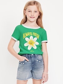 Image number 1 showing, Fitted Ribbed Graphic T-Shirt for Girls