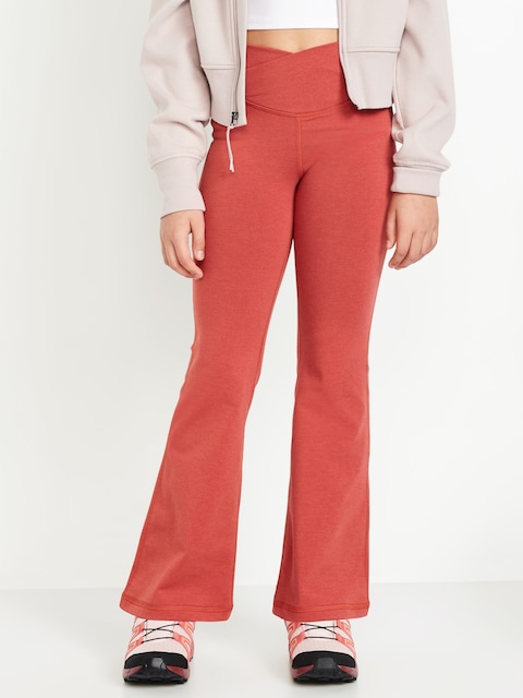 High-Waisted PowerChill Crossover Flared Leggings for Girls - Gingerspice