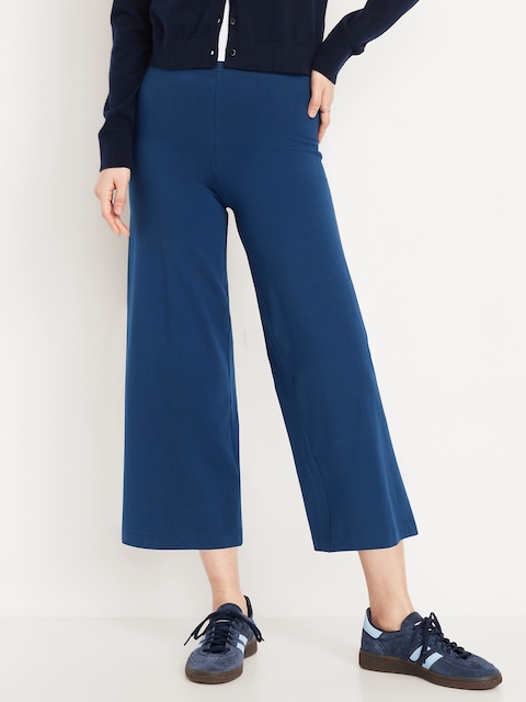 High-Waisted Fashion Wide-Leg Cropped Leggings - Obscure Night