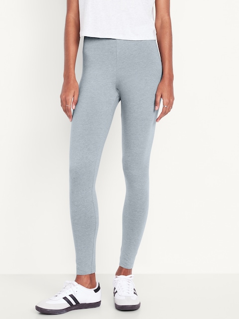 High-Waisted Jersey Fashion Layering Leggings - Light Heather Gray