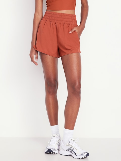 Extra High-Waisted Crinkle Run Shorts -- 3-inch inseam - Cherry Birch