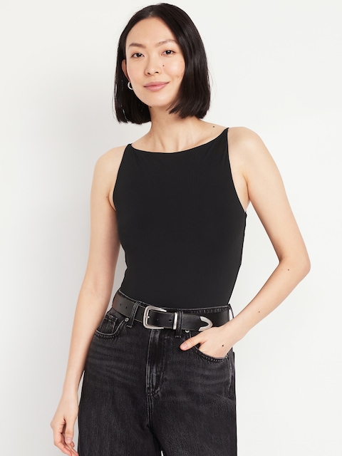 Double-Layer Cami Bodysuit - Black Jack