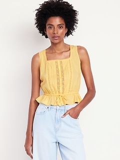 トップス Ans Dotsloevner gathered tops yellow Ans Dotsloevner gathered tops yellow
