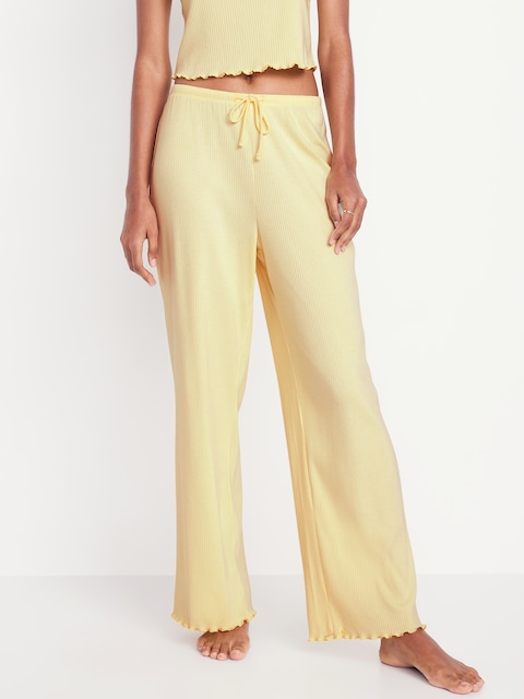 High-Waisted Ribbed Pajama Pants