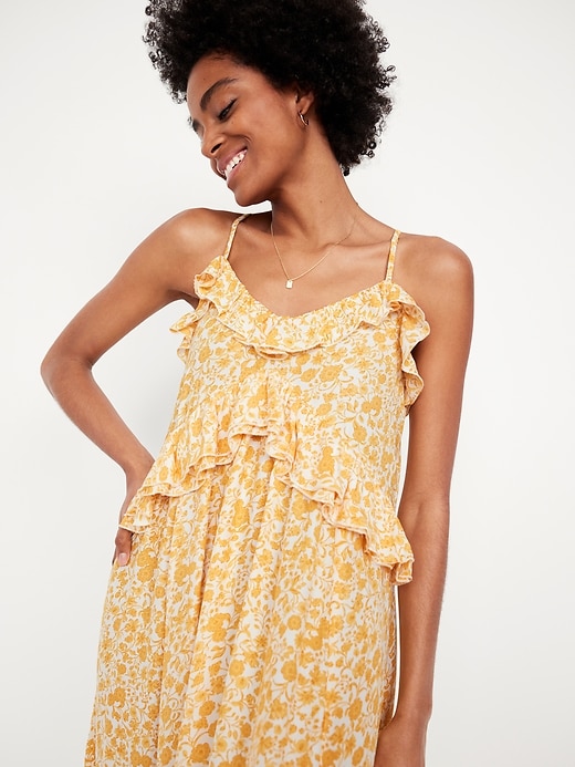 Image number 3 showing, Sleeveless Ruffled Satin Midi Dress