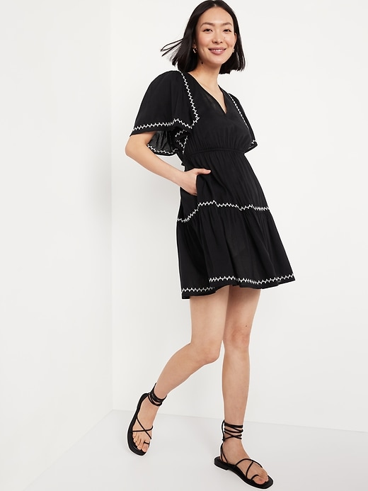 Image number 3 showing, Waist-Defined Embroidered Mini Dress