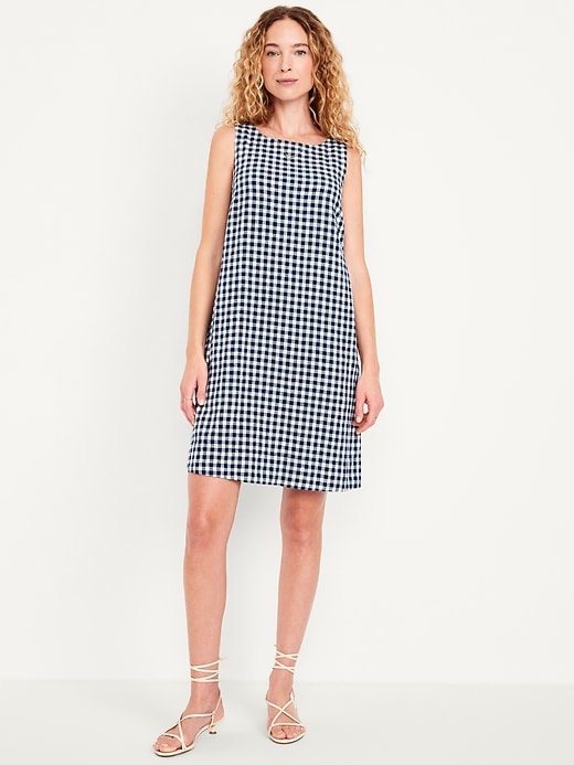 Linen-Blend Mini Shift Dress Linen-Blend Mini Shift Dress