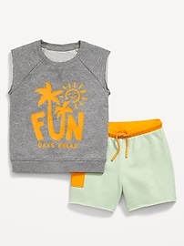 Image number 1 showing, French-Terry Cut-Off Sweatshirt and Shorts Set for Baby