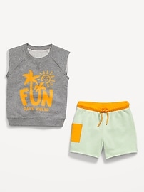 Image number 2 showing, French-Terry Cut-Off Sweatshirt and Shorts Set for Baby
